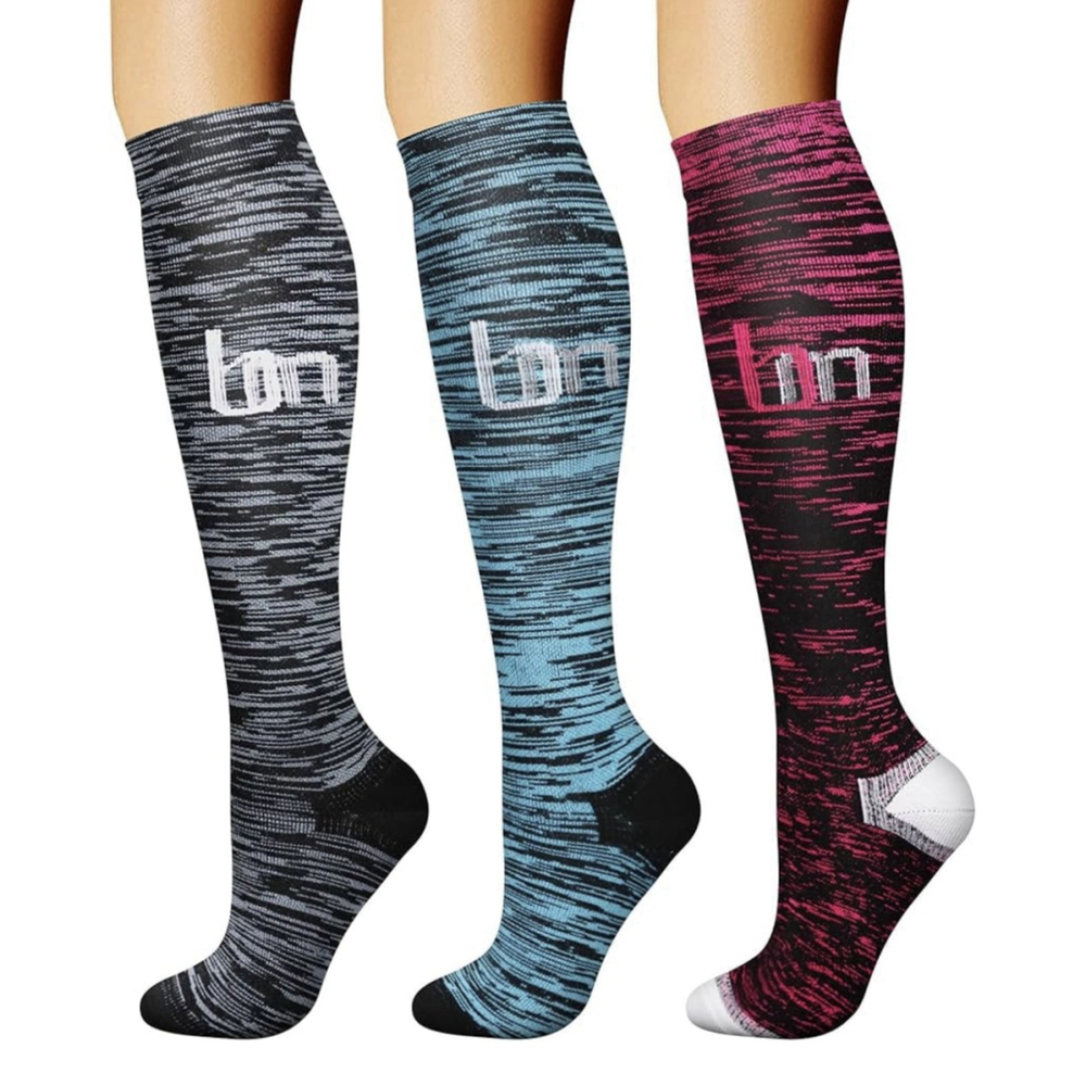 CHARMKING Compression Socks for Women & Men Size L/XL Pink Blue Gray Black 9-13